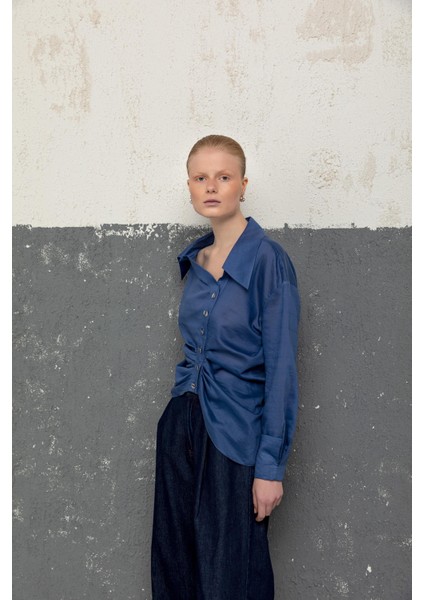 Asimetrik Düğmeli Bluz 26W10818