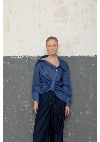 Asimetrik Düğmeli Bluz 26W10818