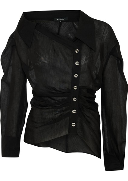 Asimetrik Düğmeli Bluz 26W10818