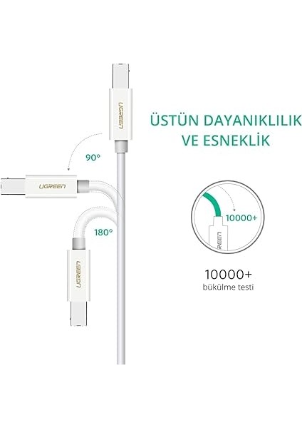 Type-C USB B Yazıcı Kablosu, 1.5 Metre, Beyaz indirimleri