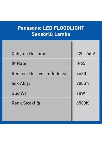 LED Projektör Sensorlü, Beyaz Işık 10W 900LM 6500K fırsatları