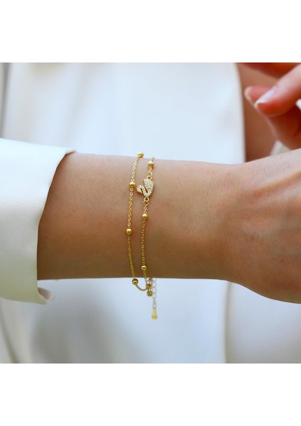 Kuğu Çift Zincirli Trend Gümüş Bileklik fiyatları