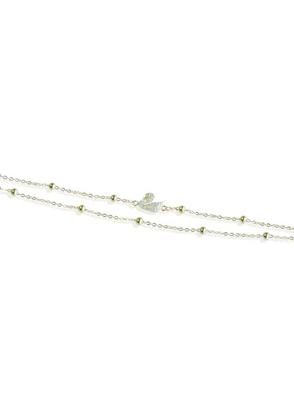 Kuğu Çift Zincirli Trend Gümüş Bileklik modelleri