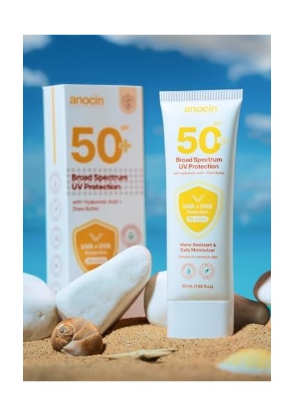 Anocin Broad Güneş Kremi Yüksek Koruma Spf 50 Nemlendirici Etkili Güneş Koruyucu Krem