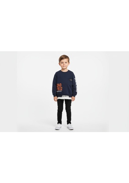 Cepli Yazı Detaylı Erkek Çocuk Sweatshirt