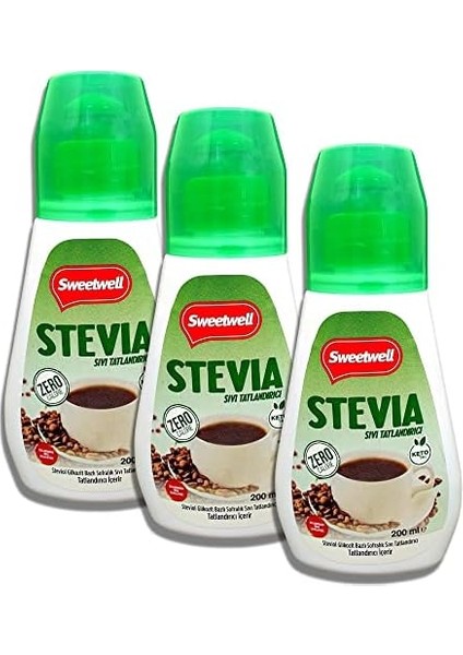 Sweetwell Stevia Sıvı Tatlandırıcı Sıfır Kalori 200 ml x 3 Adet modelleri
