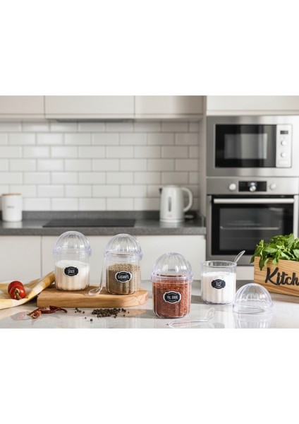 4'lü Kaşıklı Etiketli Baharatlık