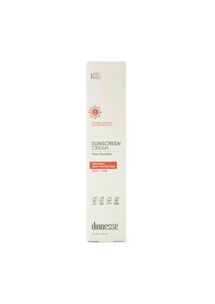 Dionesse Yüksek Güneş Koruyucu ve Nemlendirici Leke Karşıtı Güneş Kremi Spf 50+ 50 ml | Yüz ve Vücut Için, Uva & Uvb Koruma, Hafif ve Hızlı Emilim