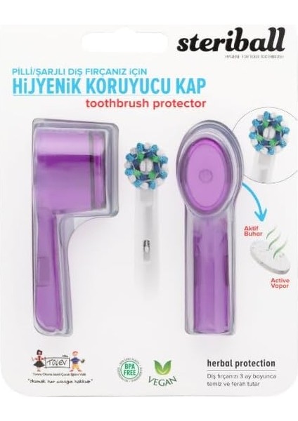 Sterıball Şarjlı ve Pilli Diş Fırçaları Için Hijyenik Diş Fırçası Koruma Kabı-2&apos;li Mor x 2
