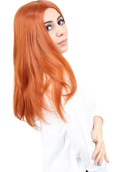 Kahkülsüz Fiber Sentetik Orta Boy Düz Peruk - Bakır fiyatları