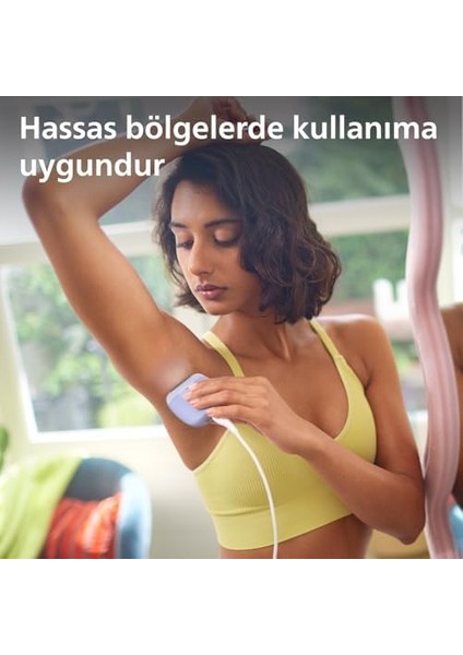 Philips Epilasyon Cihazı, Taşınabilir Kompakt Tasarım, LED Işıklı Yıkanabilir Başlık, Masaj ve Tıraş Başlığı, Peeling Eldiveni Hediyeli, 4 Haftaya Kadar Pürüzsüzlük, Açık Mavi Renk, BRE247/05 modelleri