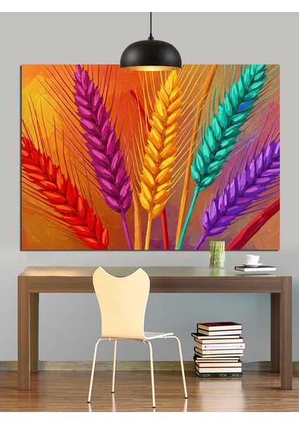 Renkli Buğday Başakları Sanat Dekoratif Kanvas - Mdf Ahşap Tablo fırsatları