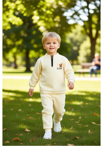 Erkek Çocuk Kışlık Örme Fermuarlı Baskılı Takım Kaliteli Şık Rahat Günlük modelleri