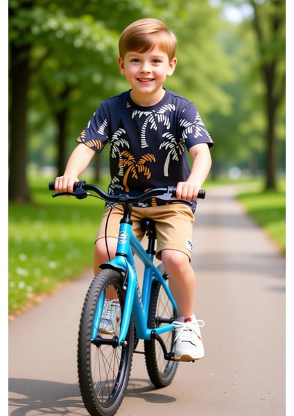 Erkek Çocuk Tropikal Desenli Pamuklu T Shirt ve Şort Takımı Kaliteli Şık Rahat fırsatları