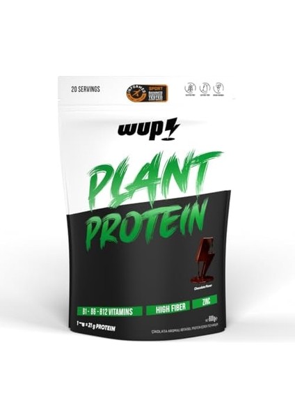 Wup Plant Protein, B1-B6-B12, Çinko, Yüksek Lif, Kakao, Çikolata, Bitkisel Protein, 600 gr 20 Servis modelleri