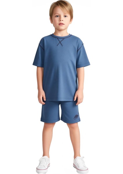 Erkek Çocuk Pamuklu Bisiklet Yaka Kısa Kollu T Shirt ve Şort Takımı Kaliteli Şık Rahat fırsatları