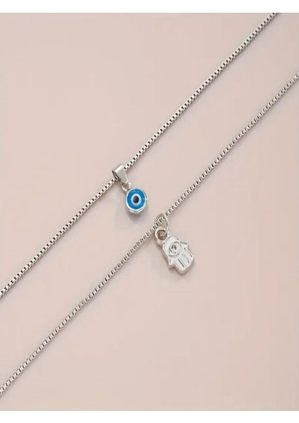 Gümüş Rengi Nazar Boncuklu Kolye fırsatları