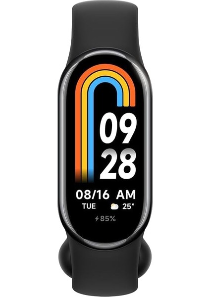 Smart Band 8, Metal Çerçeve, 1,62 Inç (4 Cm) Amoled Ekran, Aktif Parlaklık, Sağlık Izleme, 60 Hz Yenileme Hızı, 200’DEN Fazla Kadran, 16 Günlük Pil Ömrü, 5 Atm Su Geçirmezlik, Siyah