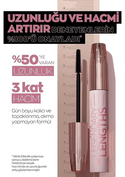 Legendary Lengths Hacim ve Uzunluk Veren Siyah Maskara 10 Ml. fırsatları