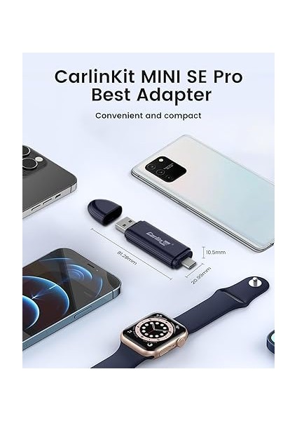 Oem Kablolu Carplay ve Oem Kablolu Android Auto Için Mini Se Pro Kablosuz Adaptör, Ios 10 ve Android 10 ve Üzeri ile Uyumlu, Hızlı Bağlantı, Gecikme Yok - Koyu Mavi fiyatları