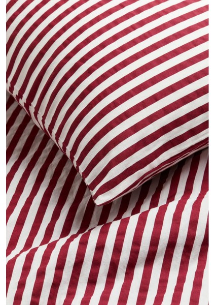 Natural Ranforce Kırmızı Çizgili Tek Kişilik Nevresim Takımı %100 Organik Pamuk fiyatları