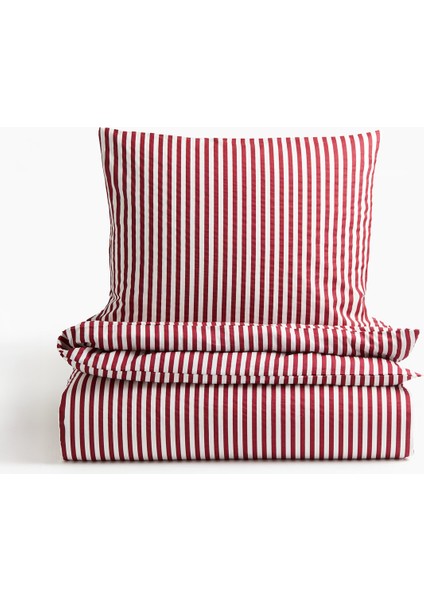 Natural Ranforce Kırmızı Çizgili Tek Kişilik Nevresim Takımı %100 Organik Pamuk fırsatları
