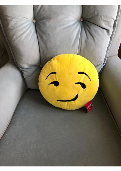 Sarı Emoji Yastık – Gülümseyen Surat Dekoratif Peluş Minder 35 cm modelleri