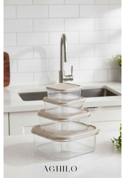 4’lü Saklama Kabı Seti – Kapaklı Vakumlu Gıda / Erzak Kutuları modelleri