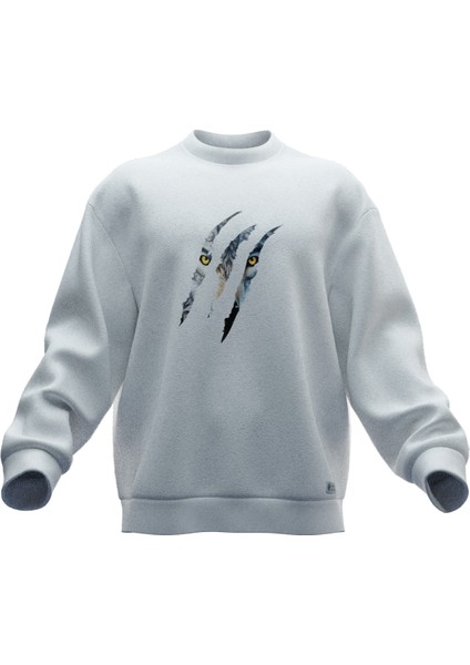 Kurt Pençesi Baskılı Oversıze Sweatshırt (Unısex)