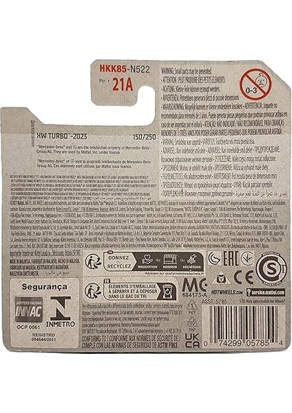 Wheels - ´89 Mercedes-Benz 560 Sec Amg - Hw Turbo 4/5 - HKK85 - Kısa Kart - Gümüş Metalik - Mattel 2023 modelleri