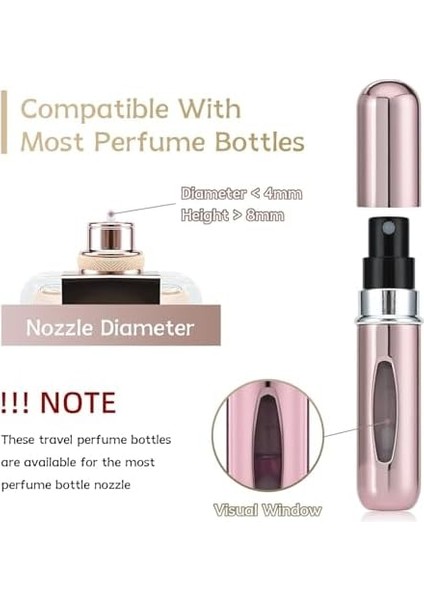 Kyrotech 4 Adet Taşınabilir Mini Parfüm Atomizer Şişesi – 5 ml Yeniden Doldurulabilir Seyahat Parfüm Spreyi, Kompakt ve Sızdırmaz Tasarım modelleri
