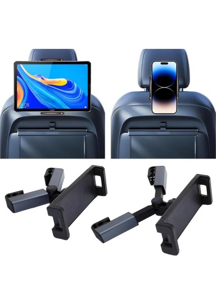 Araç Koltuk Arkası Tablet Tutucu, Telefon Tutucu, Tablet/telefon Tutucu, 360° iPad Pro 12.9 Mini Air, Galaxy Tab A A7 S7, Switch, Surface, 4,7-12,9 Inch ile Uyumlu