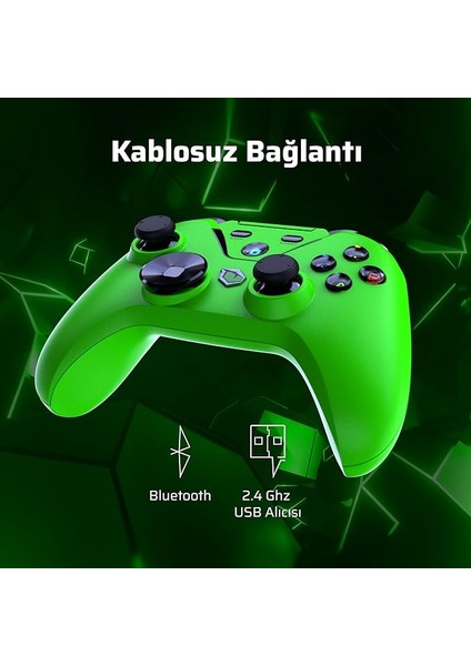 Clutch Titreşim Geri Bildirimli Çift Mod Kablosuz (Bluetooth ve 2.4 Ghz) Gamepad - Yeşil modelleri
