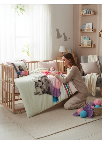 Soothie Bebek Nevresim Takımı – %100 Pamuk, Nefes Alabilir, Sevimli Kedi Desenli modelleri