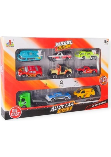 10 Parça Araç Taşıyan Tır Seti - Die Cast - DS047 - City (Lisinya) fiyatları