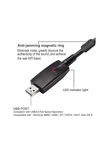 USB 2.0 Arabirimi Erkek - 1/4" Ts Mono Elektrik Gitar Dönüştürücü Kablo Stüdyo Ses Kablosu Gitar Bilgisayar Bağlantı Kablo Adaptörü Enstrüman Kayıt Vokal Için fırsatları