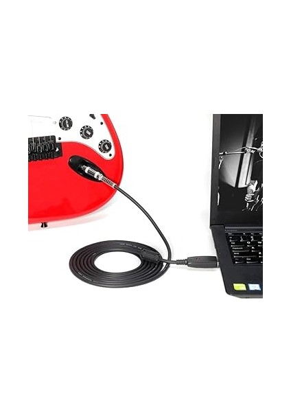 USB 6.35MM 1/4 ″ Mono Erkek Elektro Gitar Kablosu - Stüdyo Ses Kablosu Konektörü Kabloları Adaptörü Enstrümanlar Kayıt Için (3 METRE/10FT) modelleri