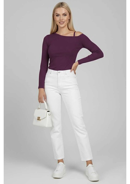 Tek Omuz Ipli Bluz Mürdüm