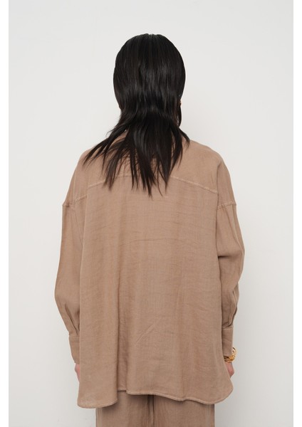 Kadın %100 Keten Hakim Yaka Ip Detaylı Gömlek indirimleri