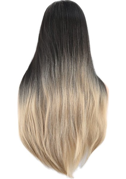 Düz Perçemli Uzun Fiber Sentetik Peruk / Küllü Siyah / Balköpüğü Ombreli indirimleri