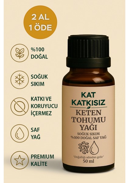 Keten Tohumu Yağı 50ML Soğuk Sıkım, %100 Saf ve Katkısız