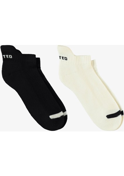Unıted4 Unisex Beyaz/siyah 2'li Çorap