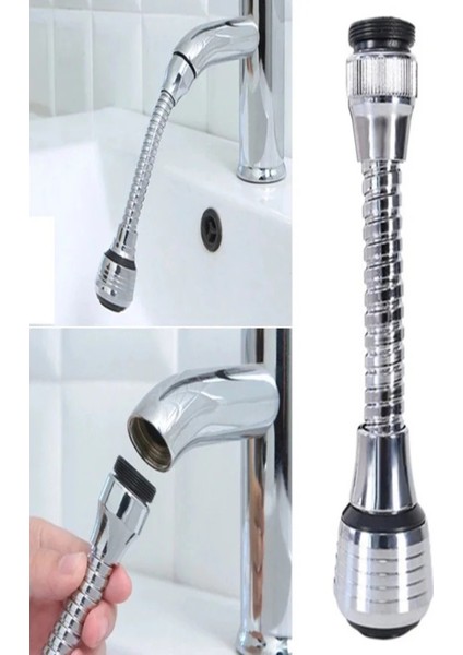 Tasarruflu Musluk Başlığı Esnek Yapı 360° Hareketli 2 Fonksiyonlu Mutfak Lavabo Batarya Çeşme Başlık