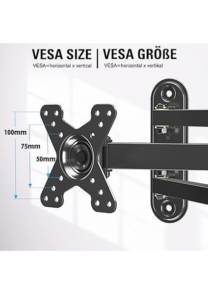 Dream Monitör Duvar Askısı, Monitör Askısı, Döndürülebilir, Eğilebilir, Fischer Dübel Dahil, Çoğu 10 – 26 Inç Led, LCD Monitör/bilgisayar Için, Maks. Vesa 100 x 100 Mm, 15 Kg'a Kadar, indirimleri