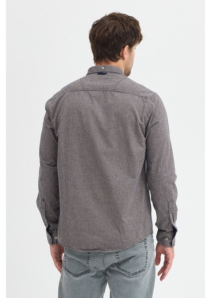 Erkek Pitikare Melanj Desenli Regular Fit Uzun Kollu Gömlek