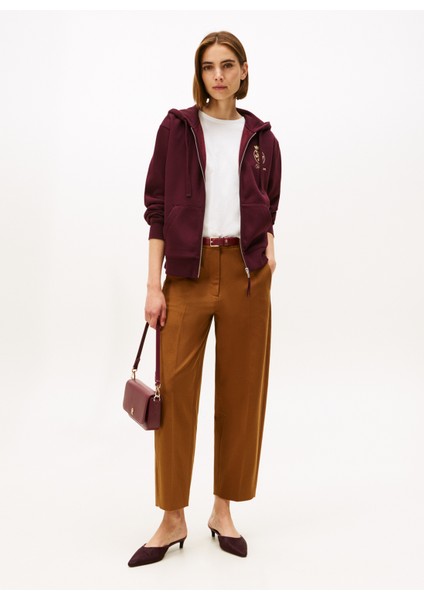 Kapüşon Yaka Baskılı Kırmızı Kadın Sweatshırt WW0WW46126XIH