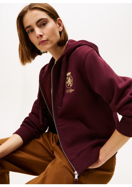 Kapüşon Yaka Baskılı Kırmızı Kadın Sweatshırt WW0WW46126XIH modelleri