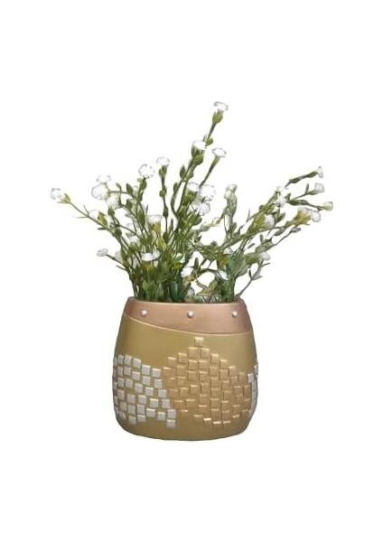 Dahil, Beyaz Yapay Çiçek, Dekoratif Mozaik Poliresin 10X15X5CM fiyatları