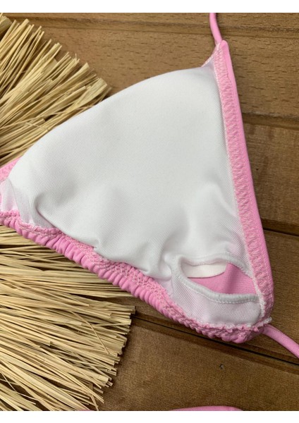Kadın Likralı Yandan Boyundan Bağlamalı Şık Ipli Üçgen Bikini Takım fırsatları