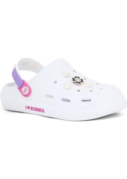 Zenne EZ1165 Çiçekli Kelebekli Poşetli Eva Cross Terlik Beyaz No 37